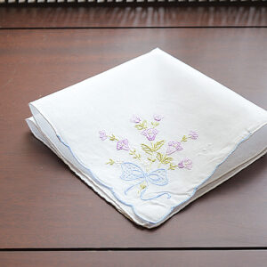 Embroidered Handkerchief. Lavender Flowers. #1103