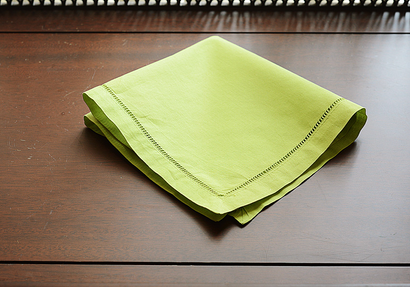 bright chartreuse hemstitch handkerchief