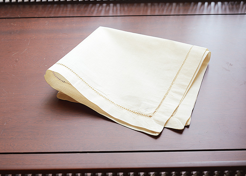 almond milk hemstitch handkerchief