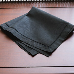 Hemstitch Handkerchief. Black Colored