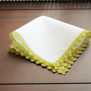 Cotton Handkerchief. Wild Lime Colored Lace Trims
