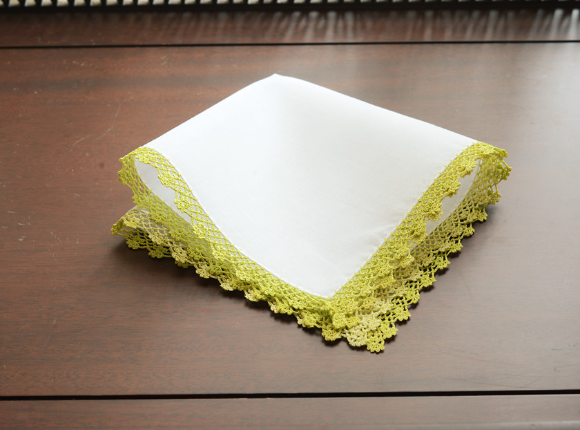 wild lime lace trim handkerchief