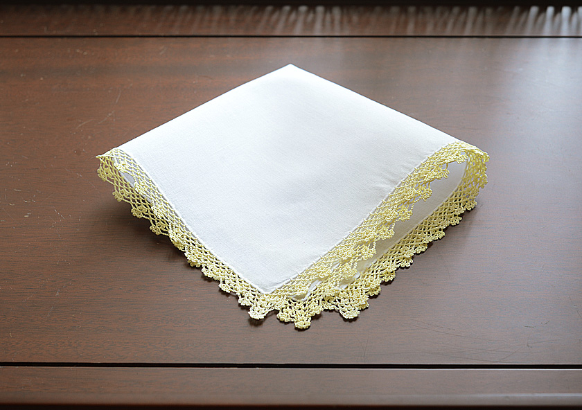 yellow pear color lace trim handkerchief