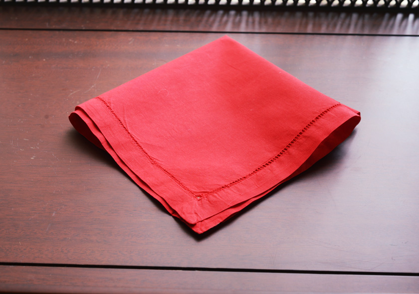 red hemstitch handkerchief